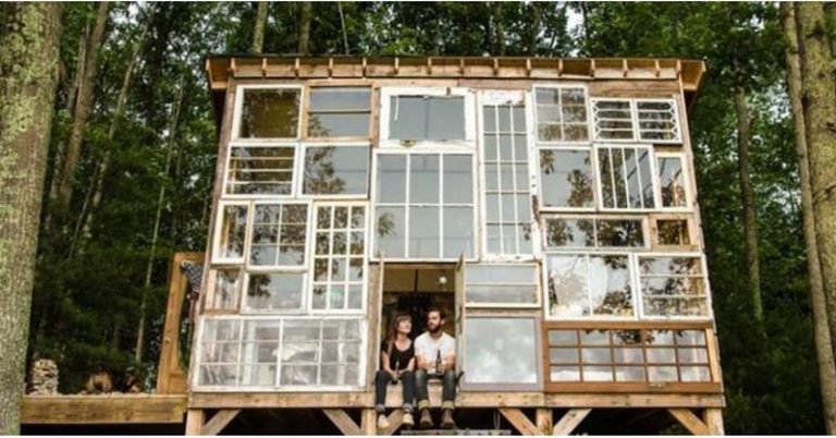This artist couple build an incredible cabin out of recycled windows for under $500 - Featured image