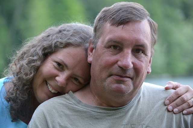 Middle aged couple smiling for picture