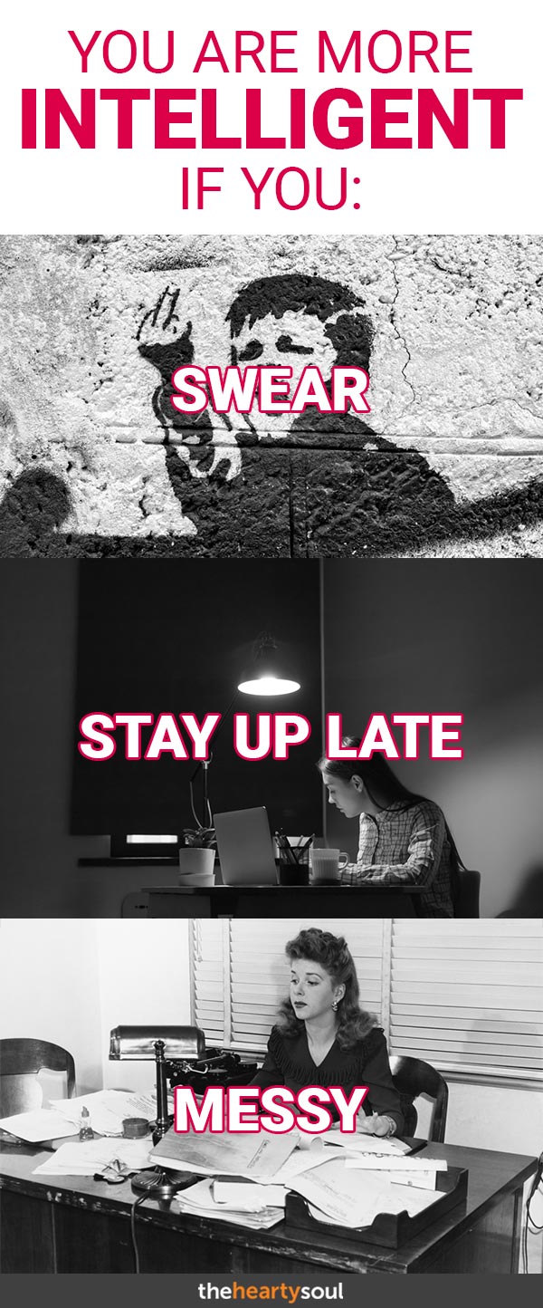 You are more intelligent if you: Swear, Stay up late or are Messy - Title Image