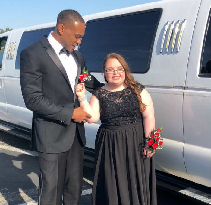 Pro football player Don Jones took a teen with Down Syndrome to her prom.