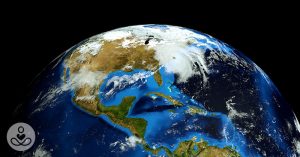 image from space of earth's north pole