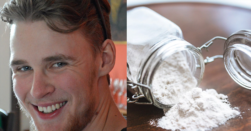 picture of man and white protein powder
