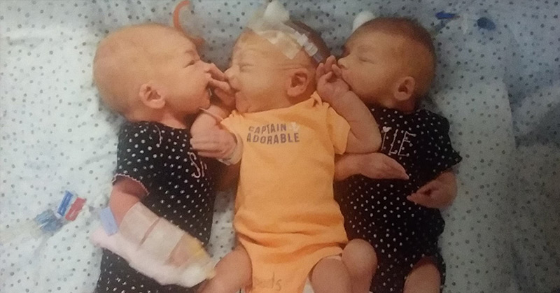 woman gives birth to triplets
