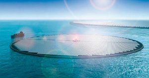 Enormous Floating Solar Farms Can Extract Carbon Dioxide from Seawater to Replace Fossil Fuels solar farms in the sea