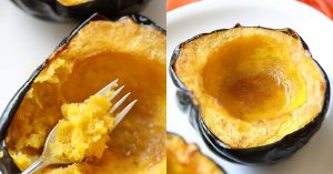 A Thanksgiving Winner: Roasted Acorn Squash with Maple Syrup, Butter, and Cayenne acorn squash with butter maple syrup and cayenne