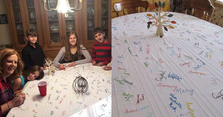 Family Has a Thanksgiving Tablecloth Filled With 16 Years of Signatures - Featured image