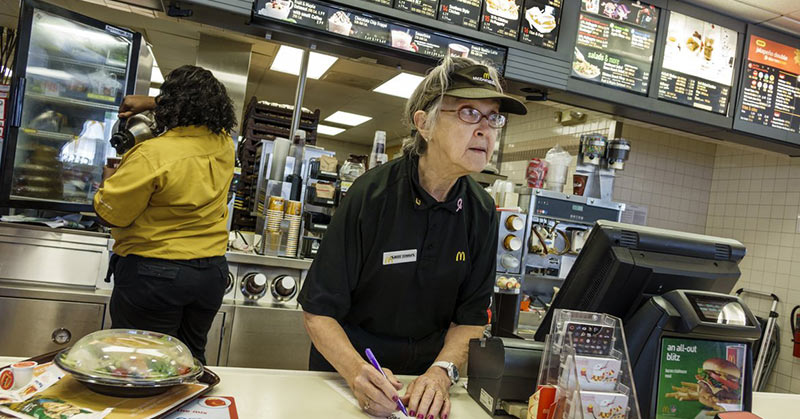 elderly working at fast food restaurants