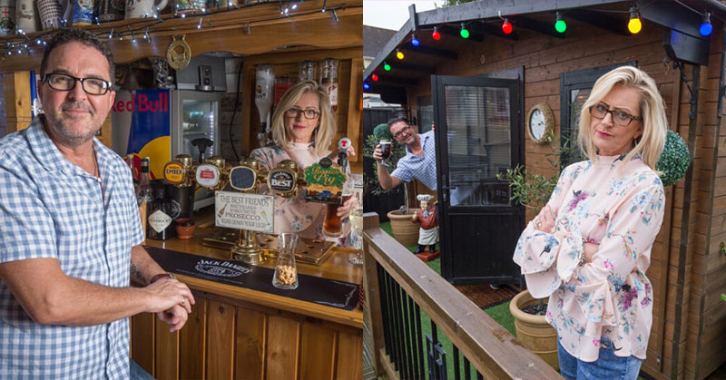 woman builds backyard pub for husband