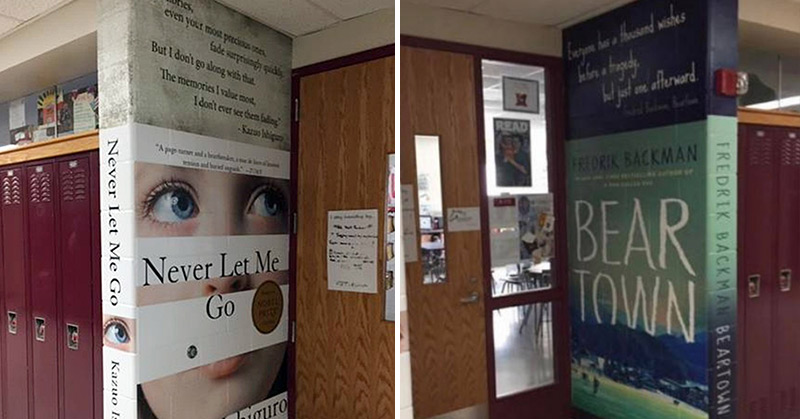 School paints hallways with books