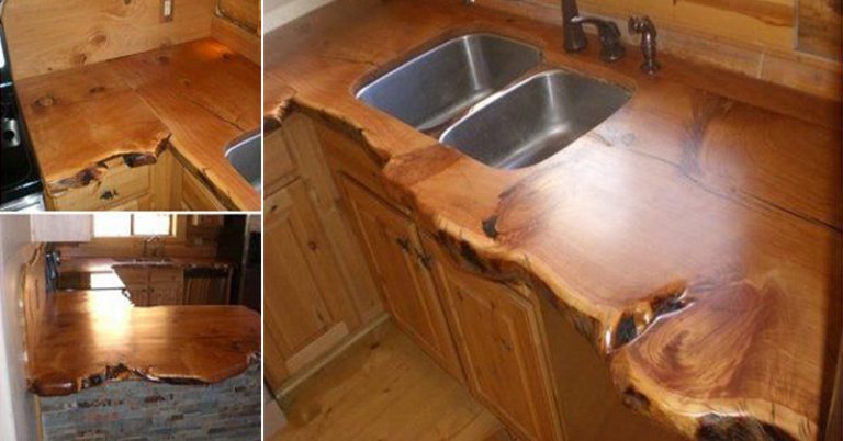 How to Make A DIY Rustic Live Edge Countertop - Featured image