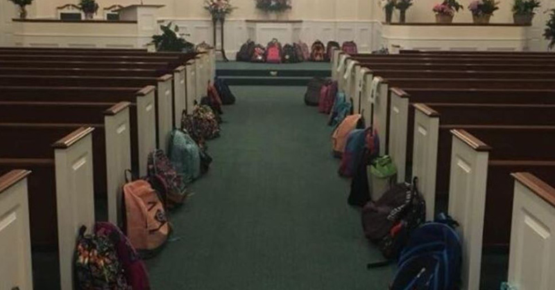 backpacks at funeral