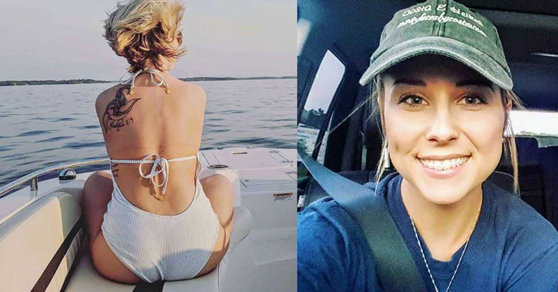 girl in swim suit and in car