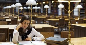 woman at library
