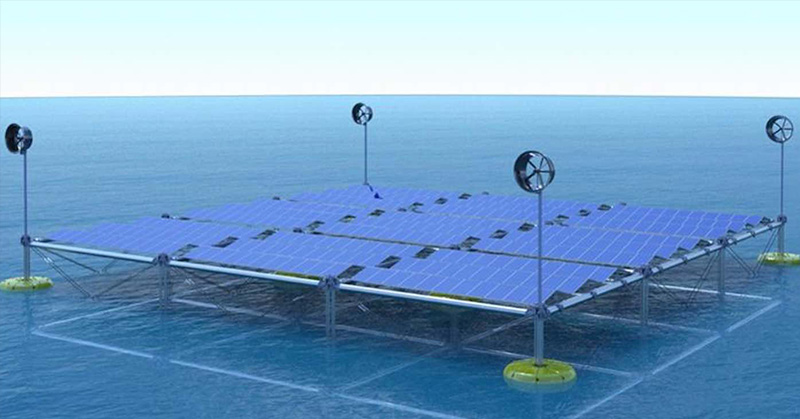 floating power generator using wind, solar and water