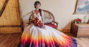 Artist Starts a Colorful Wedding Dress Business After Her “Fire” Wedding Dress Goes Viral fire dress