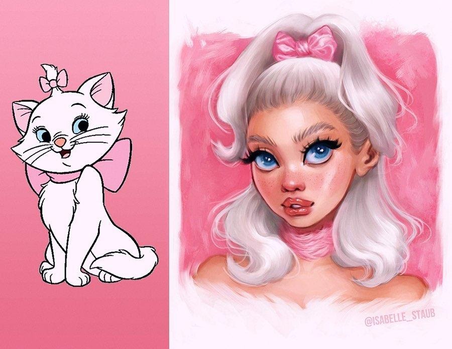 Disney animals as humans Marie from The Aristocrats