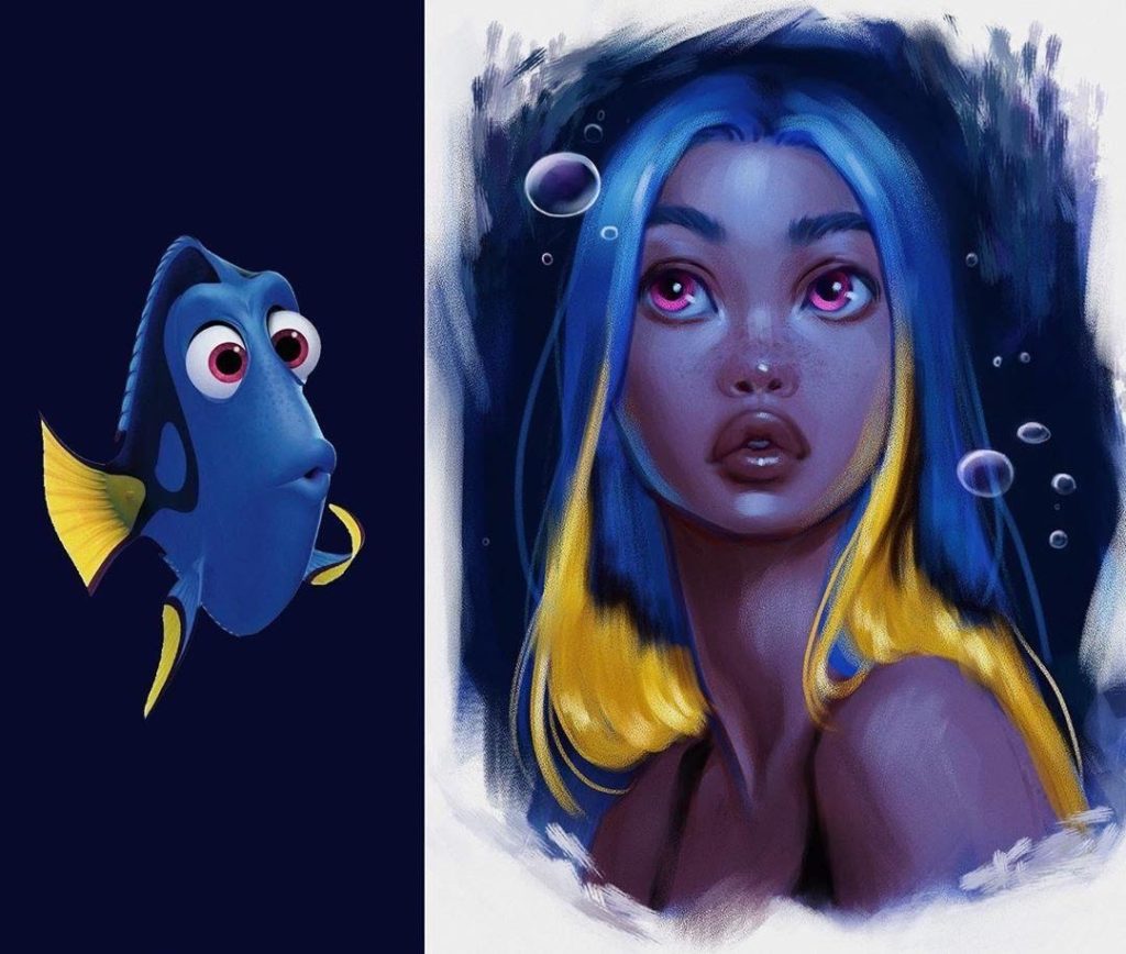 Disney animals as humans Dory from Finding Nemo