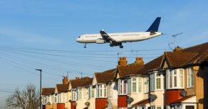 plane over houses