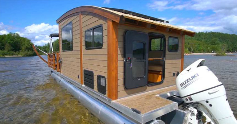 Hand-Built And Off-Grid Ready Incredible Tiny House Boat - Featured image