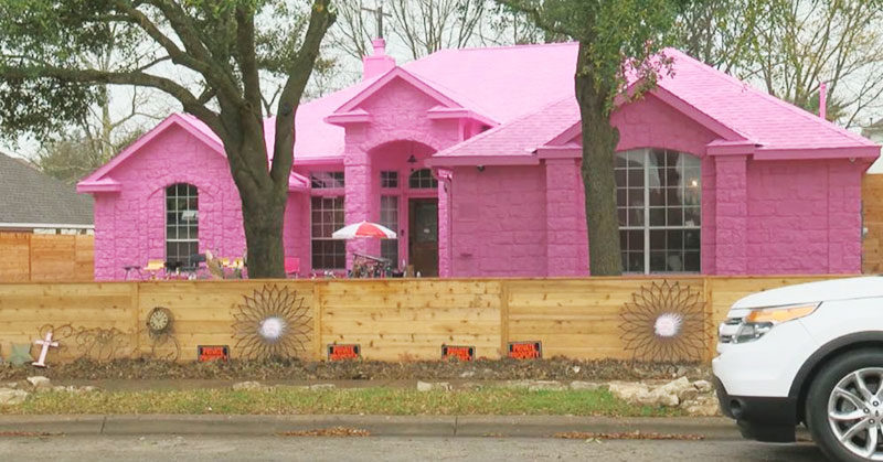 Bright pink home