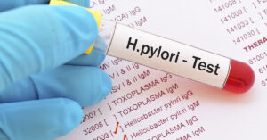blood sample tube with H. Pylori written on it