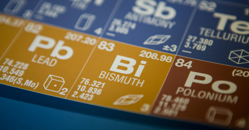Bismuth on the periodic table of elements