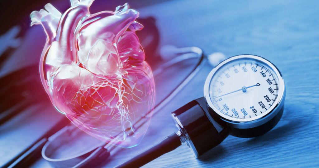 Measurement of blood pressure. Manual medical blood pressure monitor and stethoscope