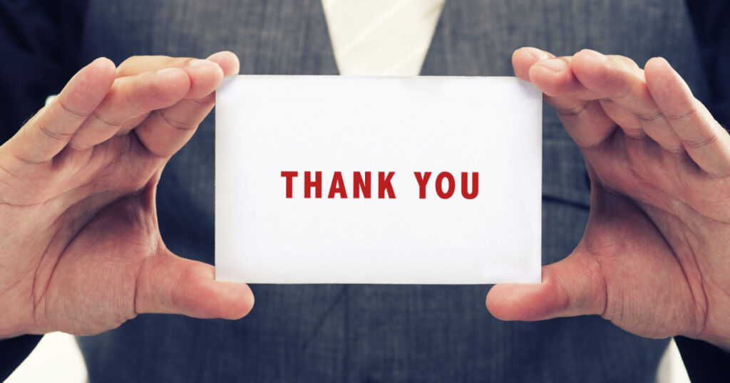 Executive Holding card with Message Saying-Thank You