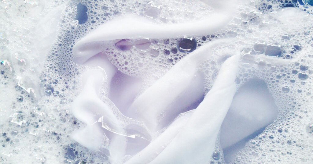 Soak a cloth before washing, white cloth