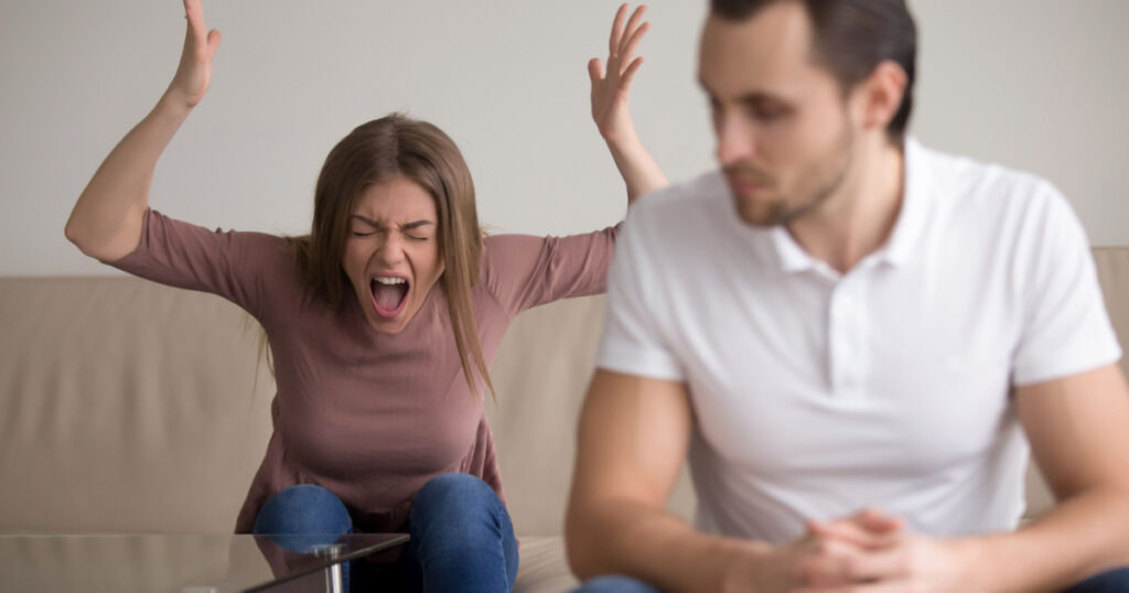 woman yelling at boyfriend in anger