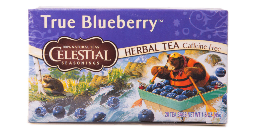 DEPEW, OK, USA - January 11th, 2015: Box of Celestial Seasonings True Blueberry tea. It is a brand of The Hain Celestial Group, founded in 1993 with headquarters in Lake Success, New York, USA
