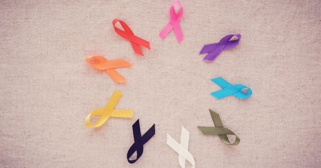 colorful ribbons, cancer awareness, World cancer day , national cancer survivor day, World Autism Awareness Day background
