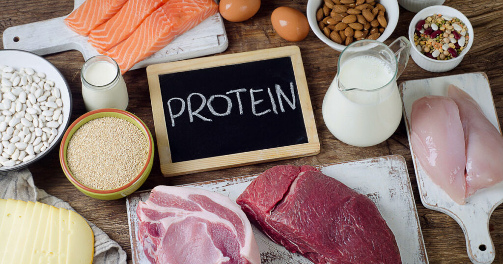 Best Foods High in Protein. Healthy eating and diet concept
