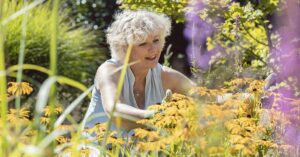 elderly woman gardening