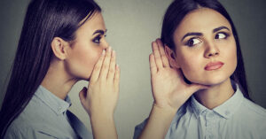 woman talking to herself. Self-talk concept