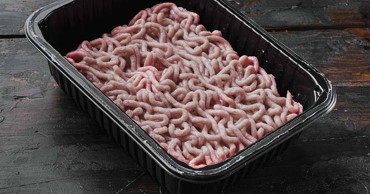 ground beef in a black container