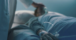 patient in hospital bed. Terminal diagnosis concept