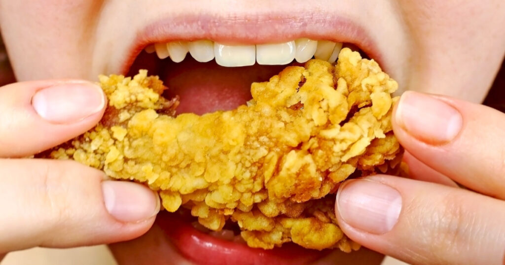 eating chicken