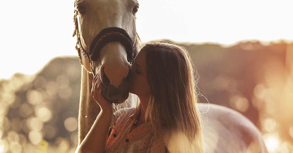 woman kissing a horse.