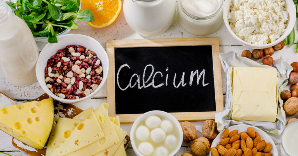 Products rich in calcium. Healthy food. Flat lay

