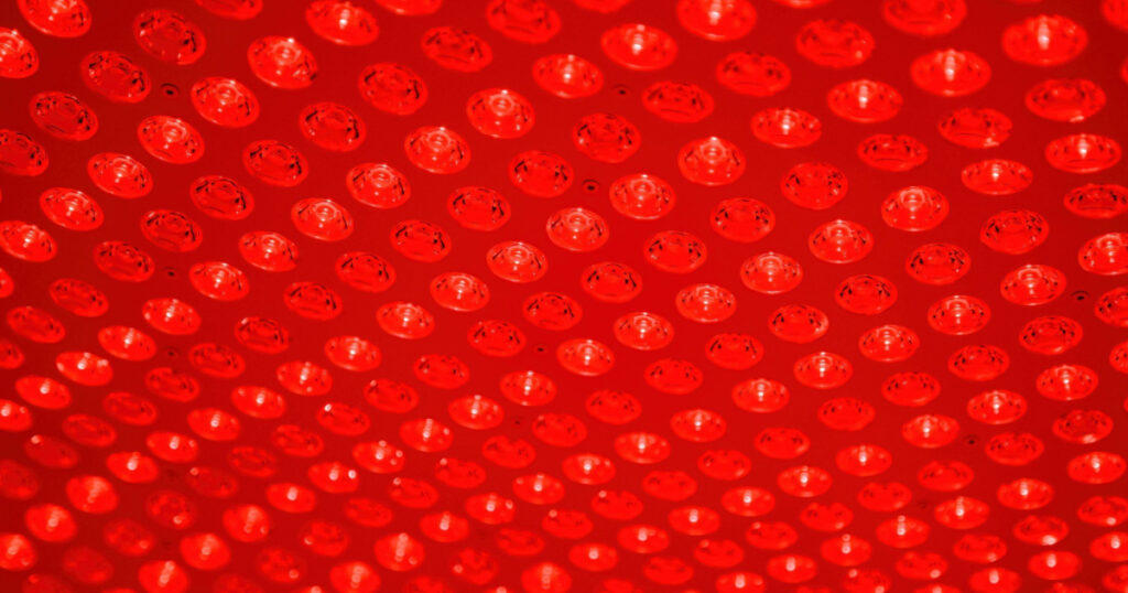 Close-up of Red Light Therapy LED Panel of Lights