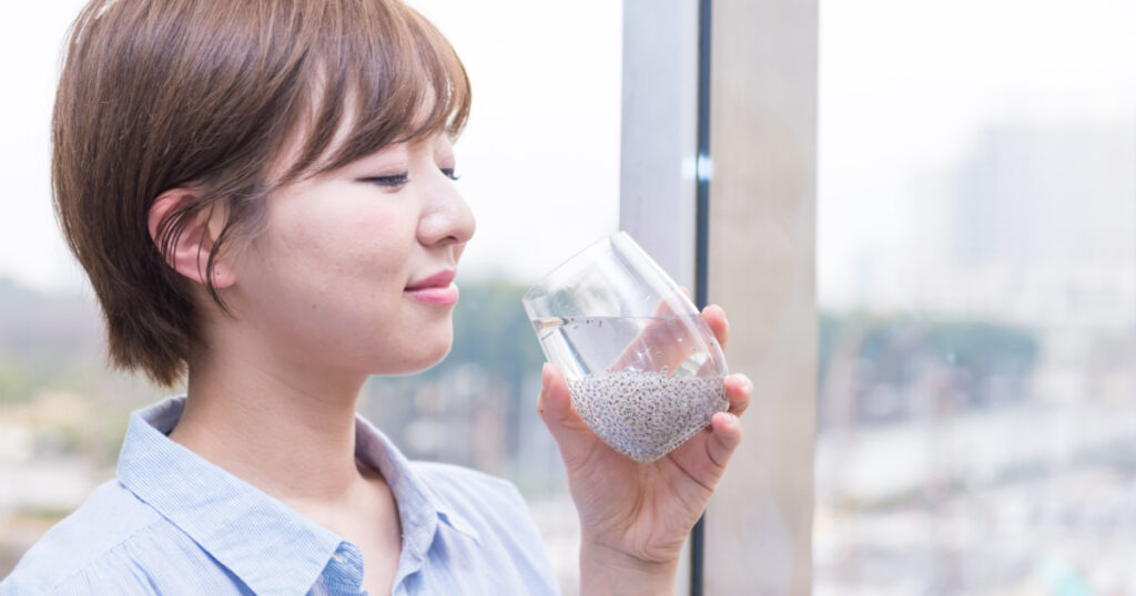 asian woman with chia seed