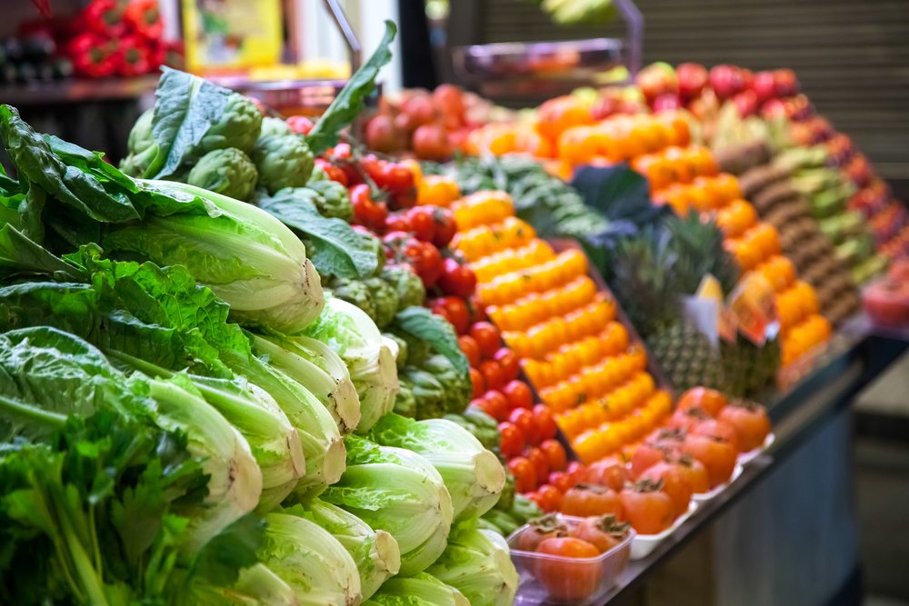 Marketplace with vegetables in Barcelona market, Spain