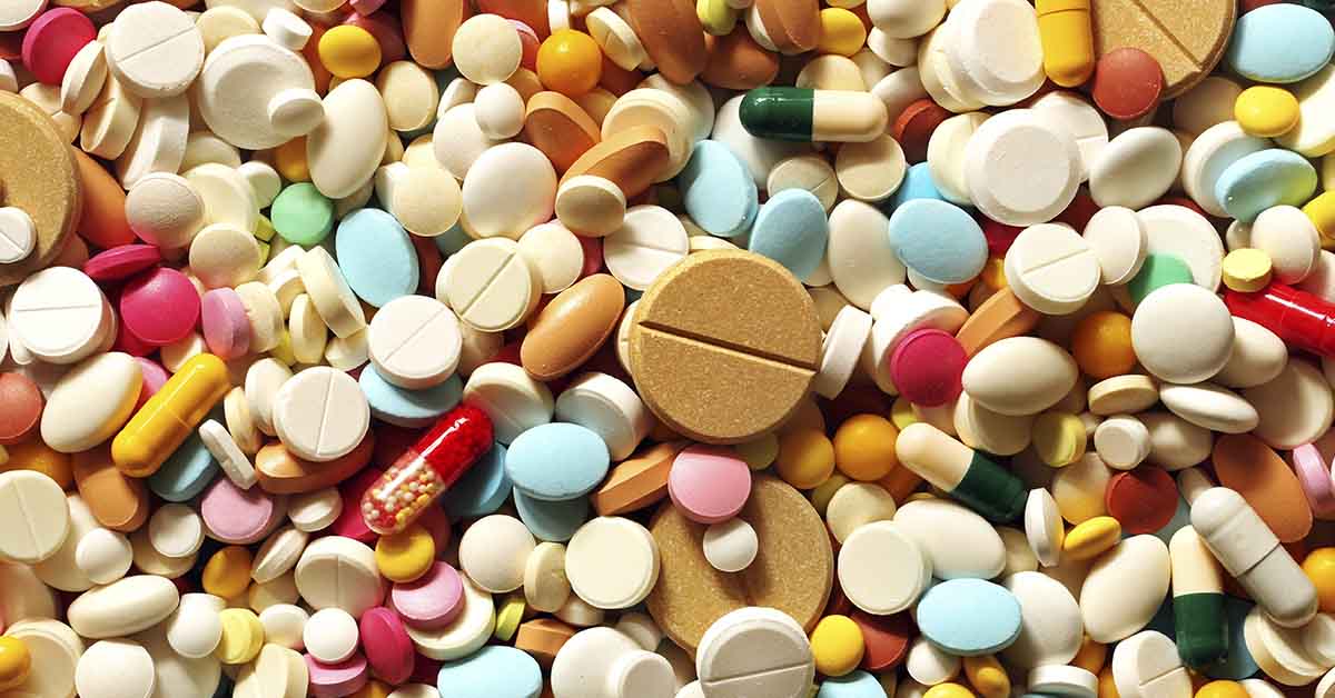 various medications in tablets, pills, and capsules