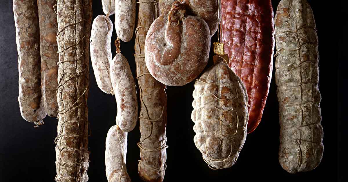 hanging cured meats