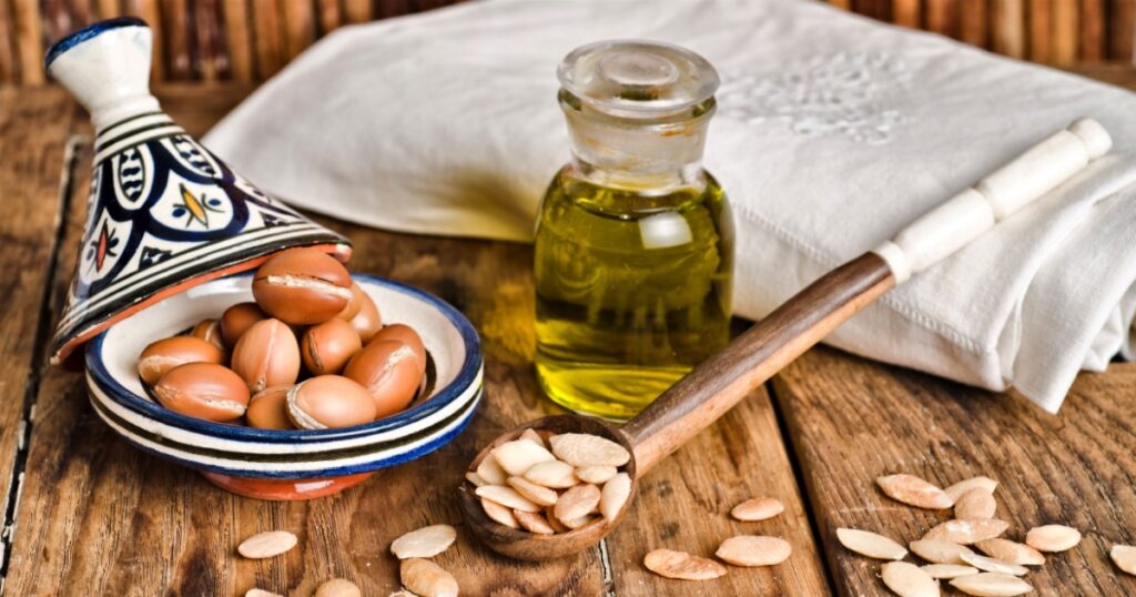 Argan fruit, seeds and oil, used in cosmetics and alimentary products
