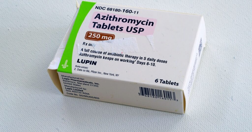 WEST WINDSOR, NJ -11 APR 2020- A pack of Azithromycin antibiotics tablets. This medication has been used in the treatment of COVID-19.