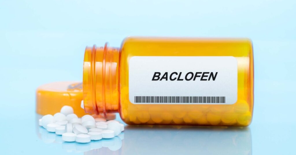 Baclofen Drug In Prescription Medication Pills Bottle