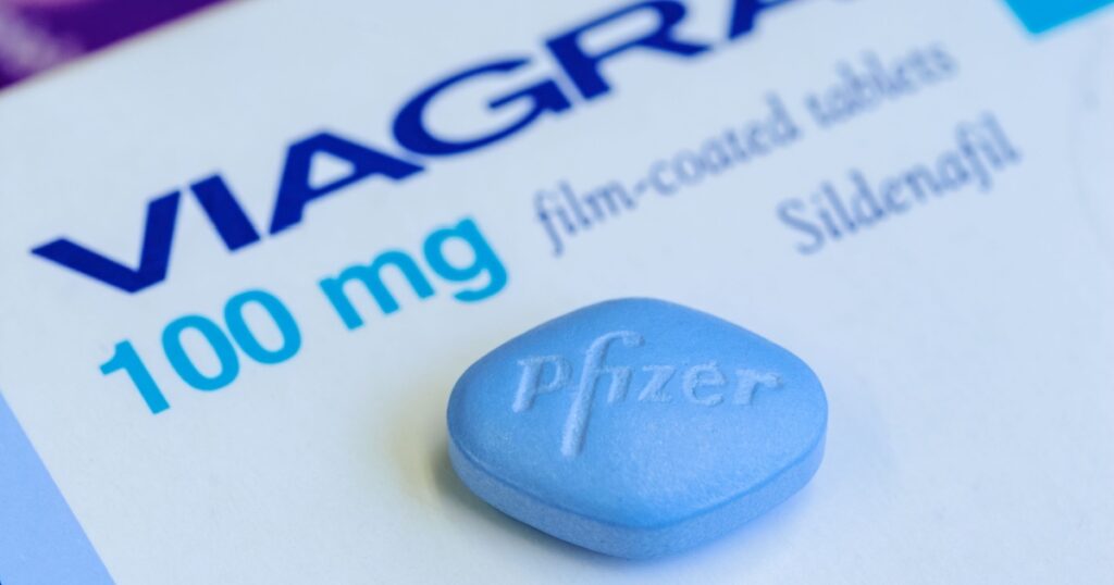London - March 2, 2007: Close up of a Pfizer Viagra tablet