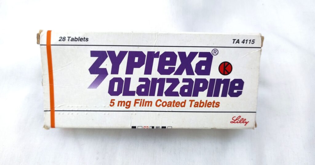 Jakarta Indonesia, December 6 2023. A box of Zyprexa Olanzapine, anti psychotic medicine.
